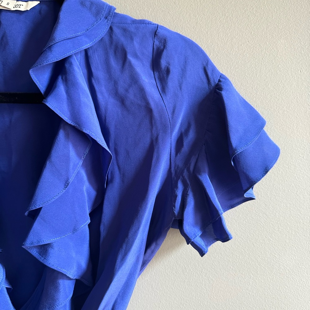 Tucker Silk Short Sleeve Wrap Blouse Small - Picture 3 of 5